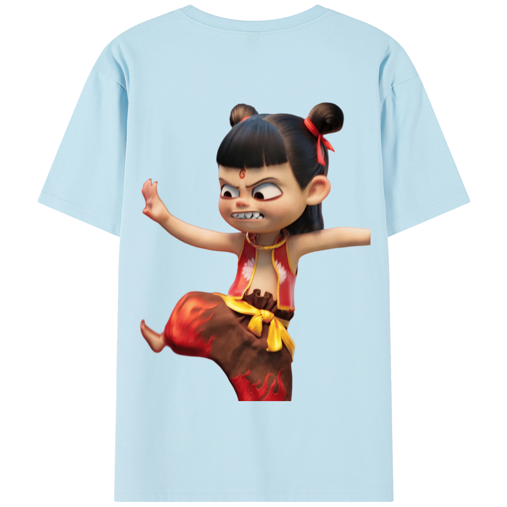 （画像用） Ne Zha 2 ナタ 魔童の大暴れ 綿100％半袖Tシャツ（背面プリント）
